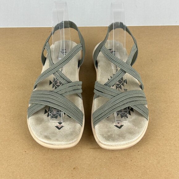Skechers Reggae Slim Stretch Sandals Womens 8 Gray Taupe Comfort Casual - Picture 2 of 10